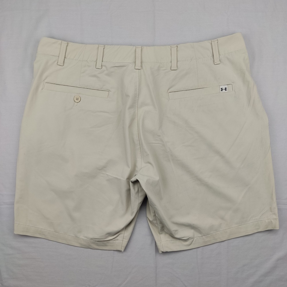 Under Armour Shorts Mens 40 Tan HeatGear Golf Performance Flat Front Stretch - Picture 5 of 7